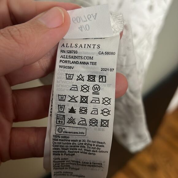 NWT ALLSAINTS Portland Anna cotton-jersey T-shirt Size 0 - Picture 7 of 7